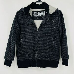 Black Jack Black Fleeced Lined Zip Up Hooded Sweater Boys Size Small